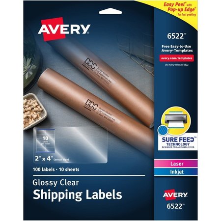 AVERY Label, Shp, 10Up, 100Pk, Gclr AVE6522